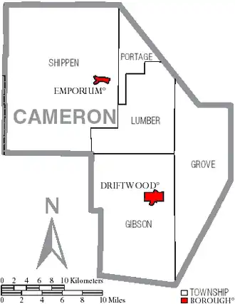 Kaart van Cameron County