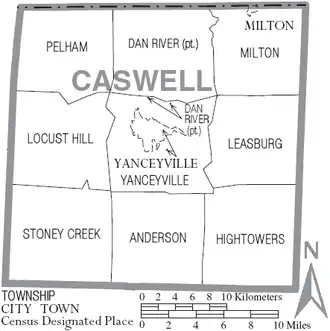 Kaart van Caswell County