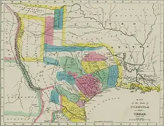 Kaart van Texas uit 1833
