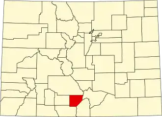Locatie van Alamosa County in Colorado