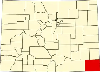 Locatie van Baca County in Colorado