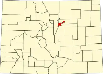 Locatie van Denver County in Colorado