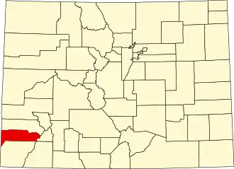 Locatie van Dolores County in Colorado