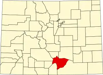 Locatie van Huerfano County in Colorado