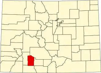 Locatie van Mineral County in Colorado