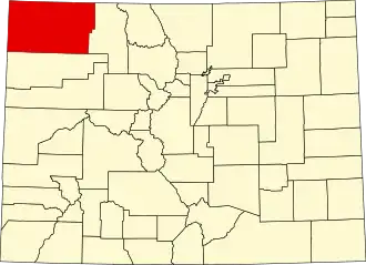 Locatie van Moffat County in Colorado