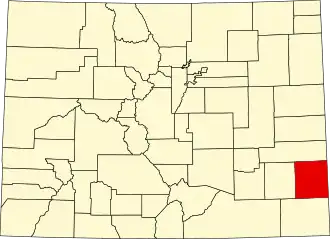 Locatie van Prowers County in Colorado