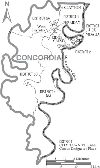 Kaart van Concordia Parish