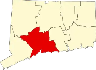 Locatie van New Haven County in Connecticut