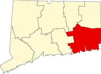 Locatie van New London County in Connecticut