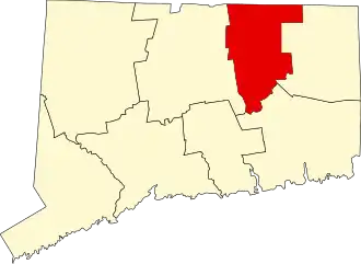 Locatie van Tolland County in Connecticut