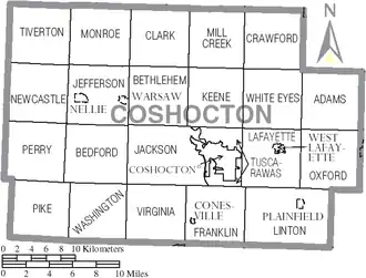 Kaart van Coshocton County