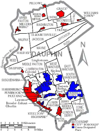 Kaart van Dauphin County