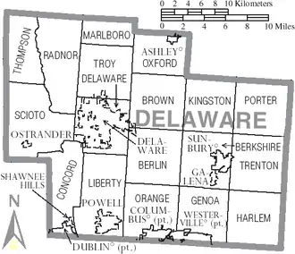 Kaart van Delaware County