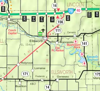 Kaart van Ellsworth County