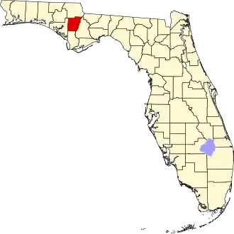 Locatie van Calhoun County in Florida
