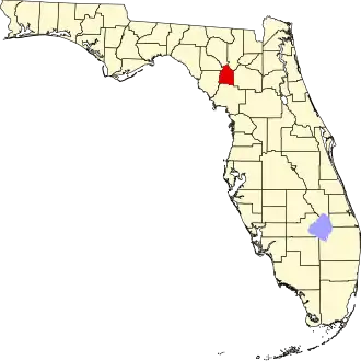 Locatie van Gilchrist County in Florida