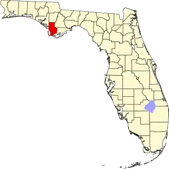 Locatie van Gulf County in Florida