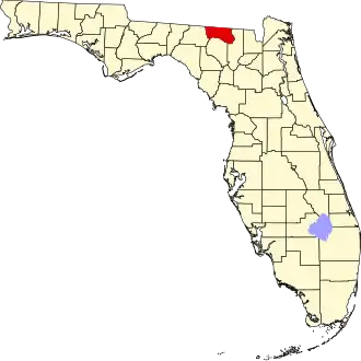 Locatie van Hamilton County in Florida
