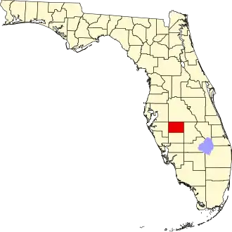 Locatie van Hardee County in Florida