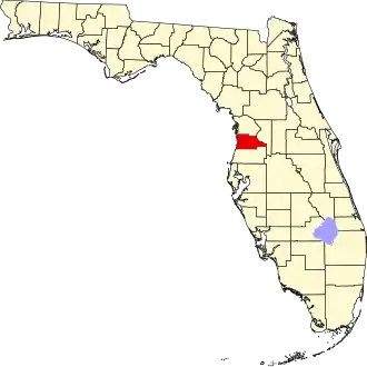 Locatie van Hernando County in Florida