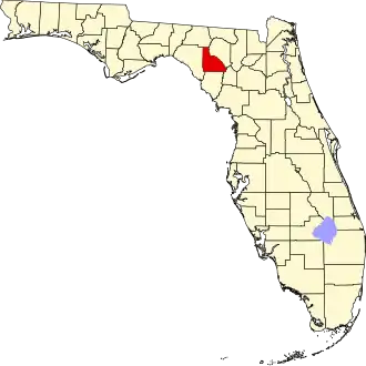 Locatie van Lafayette County in Florida