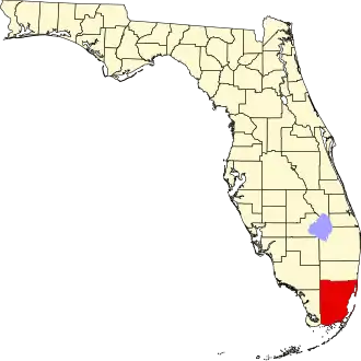 Locatie van Miami-Dade County in Florida