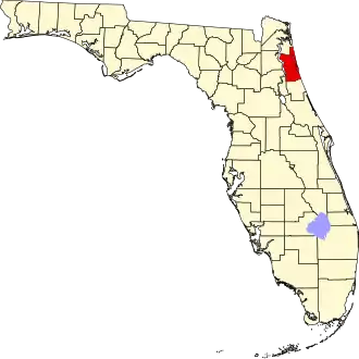 Locatie van St. Johns County in Florida