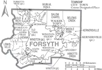 Kaart van Forsyth County