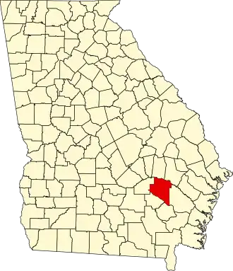 Locatie van Appling County in Georgia