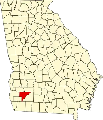 Locatie van Baker County in Georgia