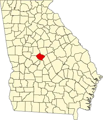 Locatie van Bibb County in Georgia