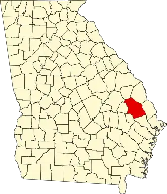 Locatie van Bulloch County in Georgia