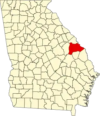 Locatie van Burke County in Georgia