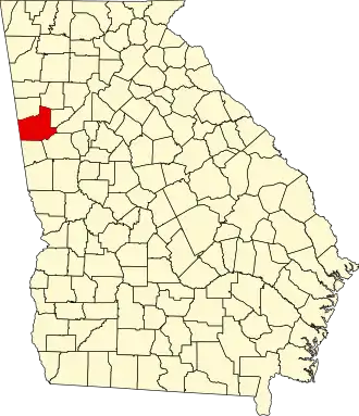 Locatie van Carroll County in Georgia