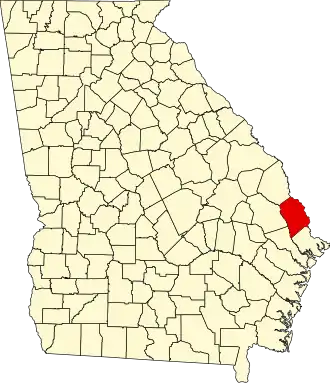Locatie van Effingham County in Georgia