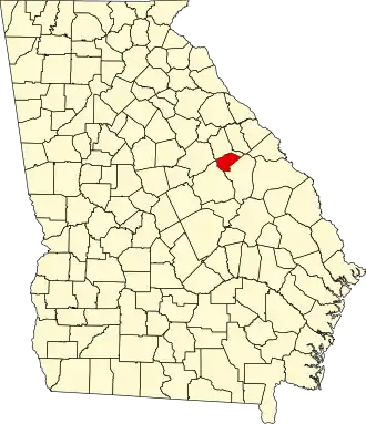Locatie van Glascock County in Georgia