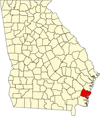Locatie van Glynn County in Georgia