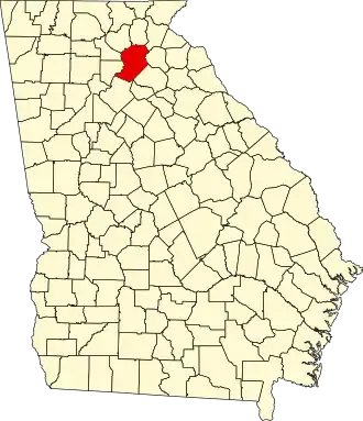 Locatie van Hall County in Georgia