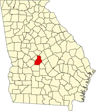 Locatie van Houston County in Georgia