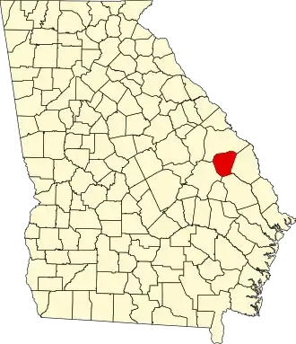 Locatie van Jenkins County in Georgia
