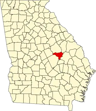 Locatie van Johnson County in Georgia