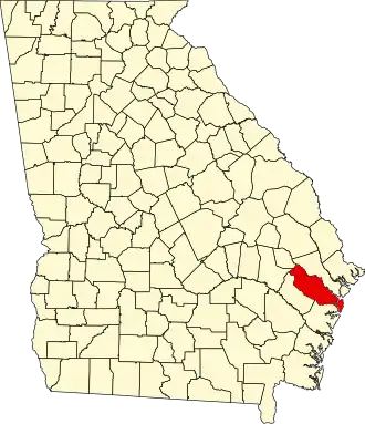 Locatie van Liberty County in Georgia