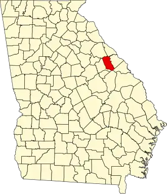 Locatie van McDuffie County in Georgia