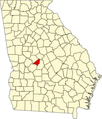 Locatie van Peach County in Georgia