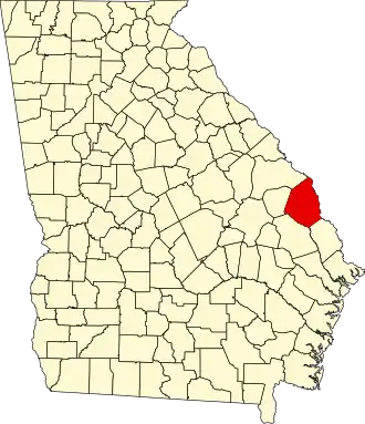 Locatie van Screven County in Georgia