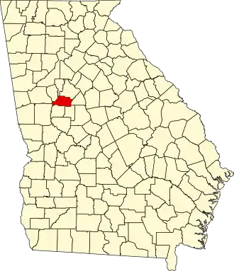 Locatie van Spalding County in Georgia