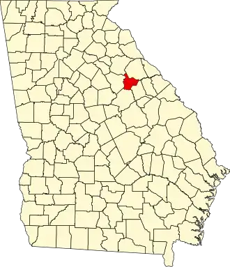 Locatie van Taliaferro County in Georgia