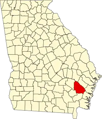 Locatie van Wayne County in Georgia