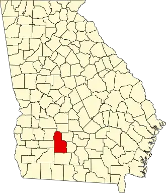 Locatie van Worth County in Georgia